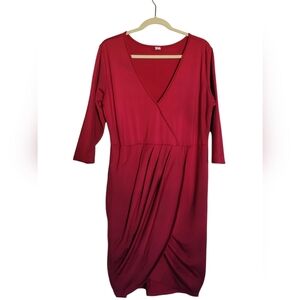 Red V Neck Dress
